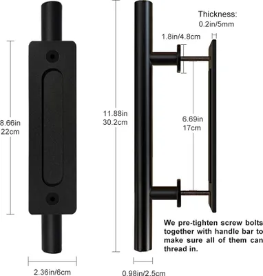 Obrázek produktu pro Černá nerezová ocel Vintage Barn Door Handle