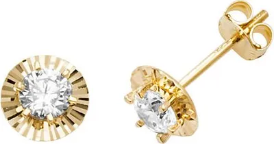 Produktbild von Edle 9 Karat (375) Gold Damen - Paar Ohrstecker mit Zirkonia - 7mm*7mm; TRS27347