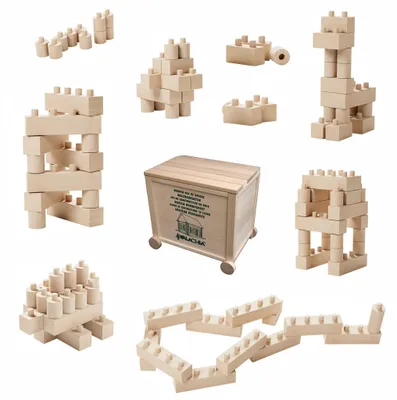 Obrázek produktu pro Walachia Dřevěná skládací stavebnice Construct easy box 138 dílů