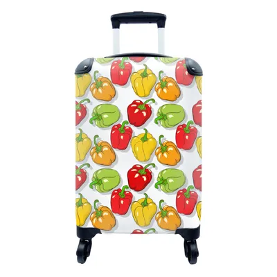 Produktbild von MuchoWow® Koffer Handgepäck Trolley Rollkoffer Kleine Reisekoffer mit 4 Rollen - Muster - Lebensmittel - Paprika - Cabin Size < 55x40x23 cm & 55x40x20 cm - Fotokoffer - Kabinenkoffer - Boardgepäck - Reise-Box - Reisekoffer - Reisegepäck - Koffer mit Bild - Trolley für Kinder