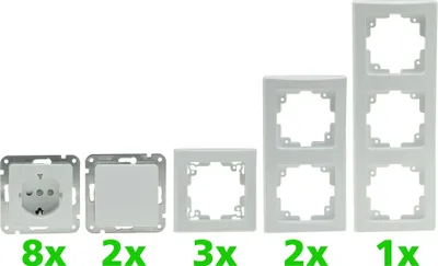 Immagine prodotto di ChiliTec DELPHI starter kit, 16 pezzi PRO, bianco 8x presa di corrente, 2x interruttore, collegamento a morsetto