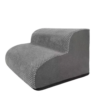 Produktbild von Hundetreppe für Kleine Hunde, 2 Stufen Hunderampe aus hochdichtem Schaumstoff für Couch,Sofa, rutschfeste Haustiertreppe 30cm Hoch, grau