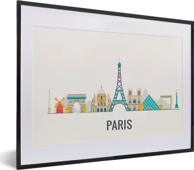 Produktbild von MuchoWow® MuchoWow® Gerahmtes Poster Frankreich - Paris - Skyline 40x30 cm - Poster mit zchwarzem Bilderrahmen - Bilderrahmen - Poster im Rahmen