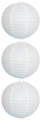 Immagine prodotto di Paralume lampion rotondo - 20 cm - Carta bianca - Set da 3 pezzi