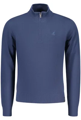 Produktbild von Elegantes Herrenhemd Blau – Langarmshirt mit Stickerei & Reißverschluss