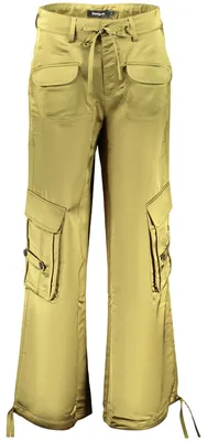 Image de Pantalon vert pour femme, plissé et avec des cordons – Élégant et polyvalent