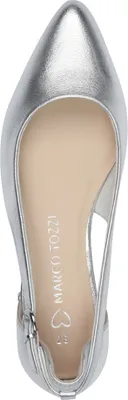 Produktbild von MARCO TOZZI Damen Ballerina Blockabsatz Cut Out Schnalle 2-22114-42, Größe:38 EU, Farbe:Silber