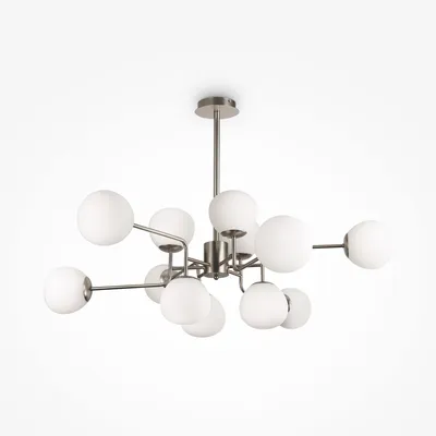 Produktbild von Maytoni Moderne Kronleuchter Erich 12xE14 excl. in Nickel aus Metall Glas 40 W für Küche, Schlafzimmer, Wohnzimmer, Esszimmer, Lobby