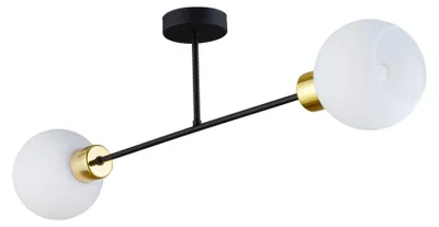 Produktbild von KAR-LIGHTING Deckenleuchte 2-flammig Schwarz Stahl & Glas – moderne Aufbaulampe für Esszimmer, Wohnzimmer und Küche – E27