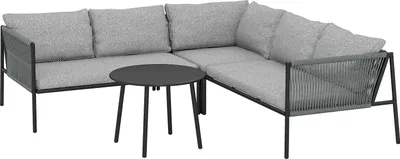 Produktbild von Gartenmöbel Set Polyrattan Lounge-Set mit Ecksofa Tisch Kissen wetterfest Sitzgruppe für 6 Personen Outdoor Balkonmöbel Set Gartenlounge Terrassenmöbel für Garten Balkon Dunkelgrau |