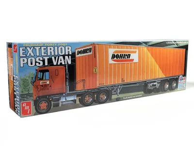 Produktbild von AMT Modellbausatz Kunststoffmodell – 1:25 40 Fuß Fruehauf Außenpfostenanhänger Dohrn