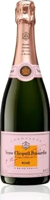 A bottle of Veuve Clicquot Rosé champagne.