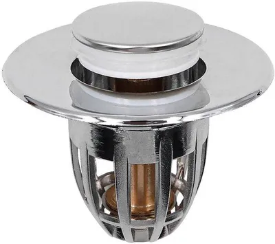 Imagen del producto de Tapa de desagüe para lavabo de baño - Palanca de apertura - Acero inoxidable - Plateado