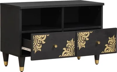 Immagine prodotto di vidaXL Mobile TV con ripiano nero 70 x 33 x 46 cm in legno massiccio di mango