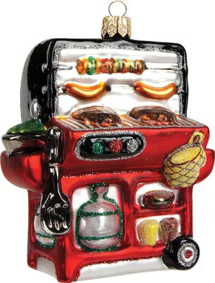 Produktbild von Christbaumschmuck Glas BBQ Gasgrill 9cm rot
