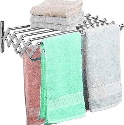 Productafbeelding van Famanu Wandmontage droogrek - Opvouwbare handdoekhouder van roestvrij staal, draagvermogen 60 kg