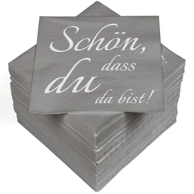 Image de 100 serviettes grises "Content de te voir" 33 x 33 cm