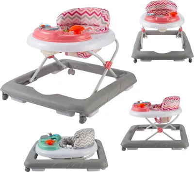 Produktbild von XAdventure® Lauflernhilfe Baby Walker höhenverstellbar, Gehfrei klappbar, Laufhilfe, Lauflernwagen, Laufstuhl mit Musik - Chevron Pastel Rosa