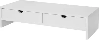 Obrázok produktu pre SoBuy stojan na monitor stojan na počítač organizér na stôl s 2 zásuvkami - 47x11x18cm (biely)