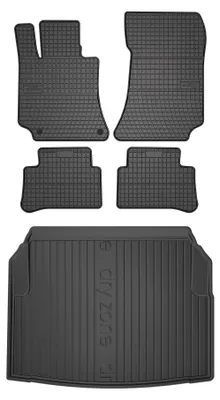 Productafbeelding van Rubberen automatten + kofferbakmat voor Mercedes E W212 2009-2016 (sedan) – 5-delig, zwart, op maat – Wielganizator SolidPRO