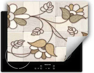 Produktbild von DarHaus Herdabdeckplatte 70x52 cm Anti Rutsch Matte Aufrollbar, blume - Mosaik