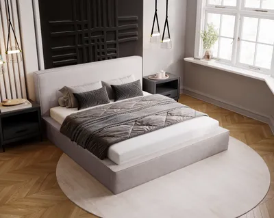 Obrázok produktu pre BESILIO Posteľ s rámom do spálne 200x200 Gloria - manželská posteľ - svetlosivá & Komodo 20