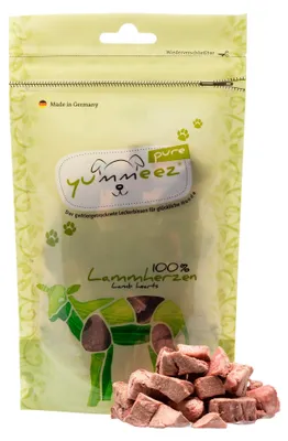 Produktbild von Yummeez pure - Lammherzen, Snacks, Hund, Lamm, 35 g, Gluten-frei, Zuckerfrei