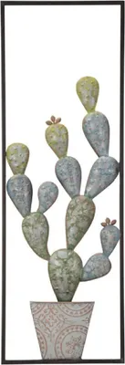 Image de Décoration murale Mauro Ferretti : cadre « Cactus » 31 x 2,5 x 90 cm, vert et bleu clair