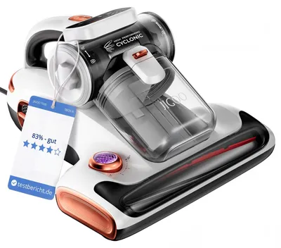 Image de JIGOO T600 aspirateur de matelas avec UV, puissance 700 W, double bac, élimination des acariens à 99,99%, parfum - blanc