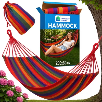 Produktbild von EINPERSONEN-HÄNGEMATTE, GROßE HÄNGESCHAUKEL FÜR DEN GARTEN, ROBUSTE SCHAUKEL 200X80 CM