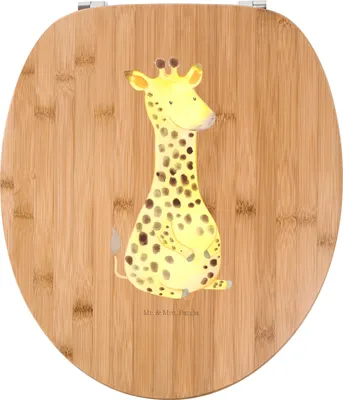 Produktbild von Mr. & Mrs. Panda Klodeckel Giraffe Zufrieden - Transparent - Geschenk, Abenteuer, holz wc sitz, Brille, Afrika, Glück, Toilettendeckel, WC-Sitz