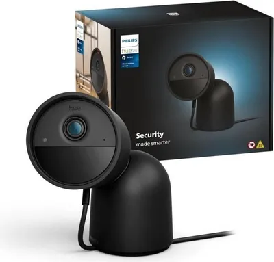 Produktbild von Philips Secure Kamera inkl. Standfuß schwarz, kabelgebunden, IP-Sicherheitskamera, Innen & Außen, Verkabelt & Kabellos, Amazon Alexa / Google Home / Apple HomeKit, Tisch/Bank, Schwarz