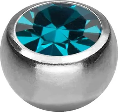 Produktbild von Chirurgenstahl Schraubkugel mit Seitengewinde KRISTALL Farbe: Silber + Kristall: Zirkonblau Kugelgröße: 6mm