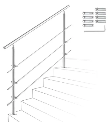 Obrázok produktu pre Nerezová oceľová zábradlie s príslušenstvom, výška 160 cm