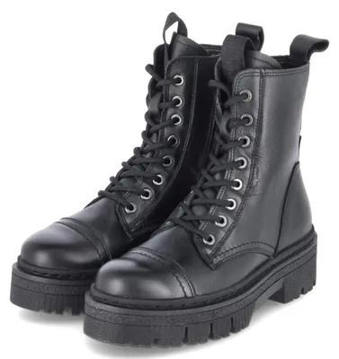Zdjęcie produktu dla Buty damskie Tamaris, czarne, skórzane, sznurowane, rozmiar: 41
