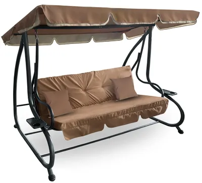 Produktbild von Aga Gartenschaukel 2in1 GRANDLUX  Gartenschaukel 3-Sitzer Gartenliege,Schaukel,Gartenbank bis 250 Kg, Hellbraun