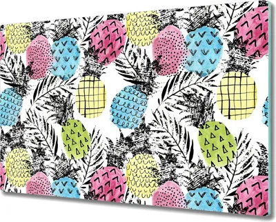 Produktbild von Glas Schneidebrett Herdabdeckplatten Schneideplatten - 80x52 cm - Bunte blau rosa