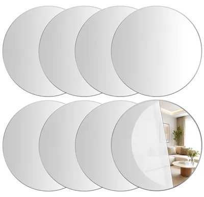 Produktbild von Acryl Spiegelfliesen - Selbstklebend - Wanddekoration - Rund Ø 15 cm - 8 Stück