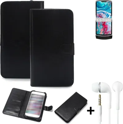 Produktbild von K-S-Trade Wallet Case Handyhülle kompatibel mit Motorola Razr 2019 Schutzhülle Flip cover Flipstyle Tasche Hülle Flipcover Slim Bumper schwarz + in