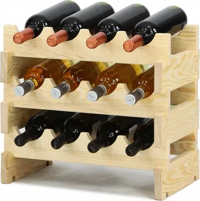 Produktbild von MODO24 Weinregal 12 Flaschen, Flaschenregal, Weinschrank, Weinständer, Getränkeregal, Kellerregal, Massivholz, 38x43x25 cm, Natur, RW1