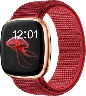 Produktbild von Strap-it Fitbit Sense Nylon Armband (Rot)