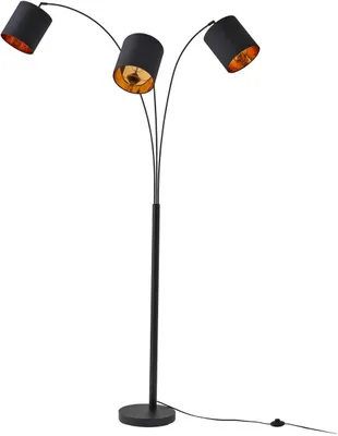 Produktbild von Lindby Stehleuchte Nanika, schwarz/gold, 202 cm, E27, 3-flg.