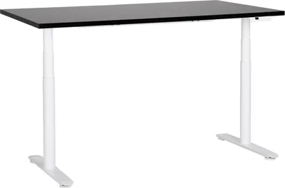 Produktbild von BELIANI Schreibtisch Schwarz/Weiß Melamin 160x72cm Elektrisch Höhenverstellbar Rechteckig mit USB Rundes Metallgestell Modern Büro Steh-Sitz-Tisch