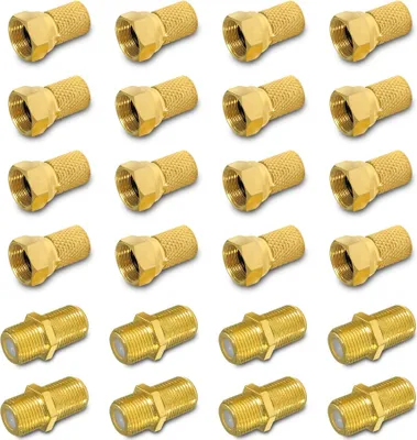 Produktbild von ARLI 16x F-Stecker 7 – 7,4 mm + 8x F-Verbinder vergoldet – Koaxialkabel Zubehör für SAT TV DVB-S2 DVB-T2