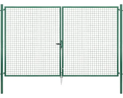 Immagine prodotto di Alberts 603175 Cancello doppio a rete ondulata, zincato verde, montanti 60 mm, altezza 200 cm, larghezza 300 cm