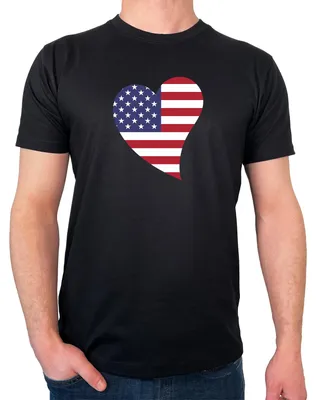 Produktbild von Huuraa Herren T-Shirt USA Flagge Herz XL Black Bio Baumwolle Fairtrade Herrenshirt Geschenkidee