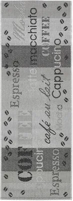 Produktbild von Teppich - Hellgrau - Dunkelgrau - 50 x 150 cm - mit Kaffee Motiven und Schriftzug