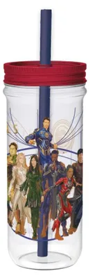 Trinkbecher mit Strohhalm 690 ml, Kunststoff, schwarz/braun