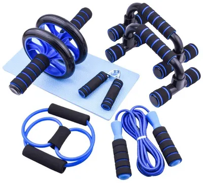 Produktbild von AB-Roller 7-in-1 Fitnessset – Bauchtrainer & Ganzkörper-Workout zu Hause, Blau
