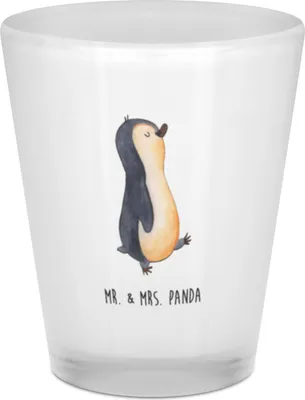 Produktbild von Mr. & Mrs. Panda Pinnchen Pinguin marschieren - Transparent - Geschenk, Spazieren, Likörglas, Bruder, Familie, Schnapsglas, Gläschen, Shotglas, Stamperl, Pinguine